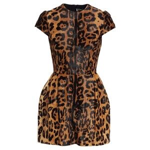 $6990 Oscar De La Renta Women's Jaguar Print Calf Hair Mini Dress Size 4 - Italy